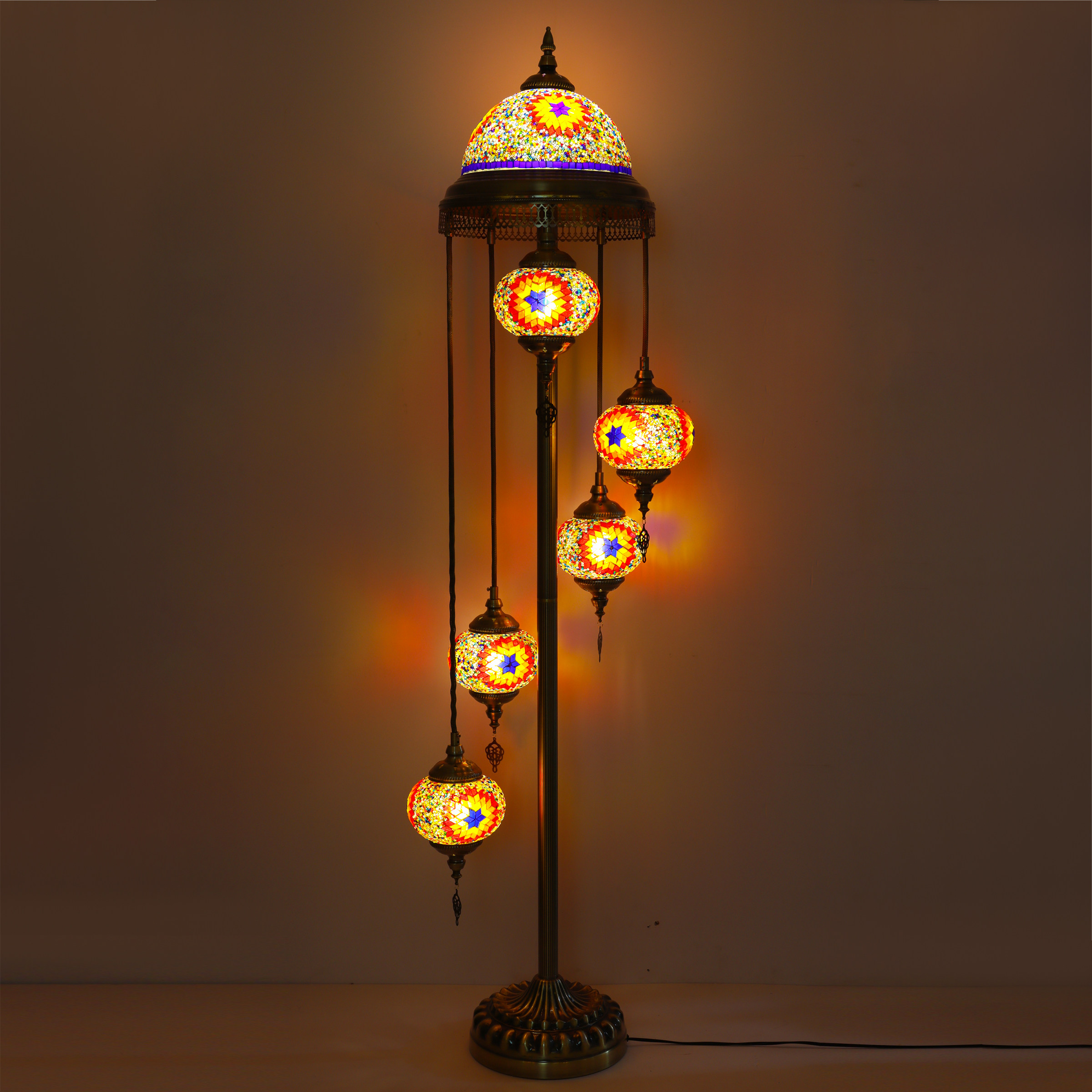 波西米亚中式复古彩色玻璃落地灯客厅装饰落地灯LED民族风落地灯