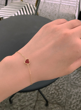 电气白兰小众设计招桃花手链女本命年红绳爱心形ins冷淡风森系