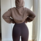 REYNA FITNESS SWEATSHIRT SOLID COLOR ZIPPER LOOSE SHORT YOGA JACKET SLIM ATHLETIC LONG SLEEVE JACKET SMOCK WOMEN