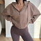 REYNA FITNESS SWEATSHIRT SOLID COLOR ZIPPER LOOSE SHORT YOGA JACKET SLIM ATHLETIC LONG SLEEVE JACKET SMOCK WOMEN