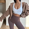REYNA FITNESS SWEATSHIRT SOLID COLOR ZIPPER LOOSE SHORT YOGA JACKET SLIM ATHLETIC LONG SLEEVE JACKET SMOCK WOMEN
