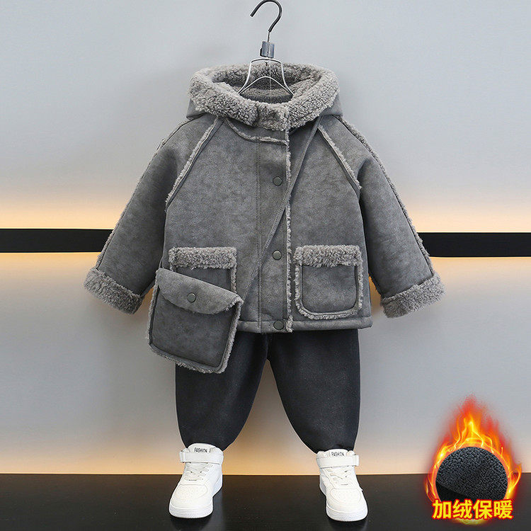 男童加绒套装冬季儿童皮毛一体外套打底毛衣加绒牛仔裤保暖三件套,童装/婴儿装/亲子装,套装,淘宝优惠券,粉丝福利购,淘宝优惠卷