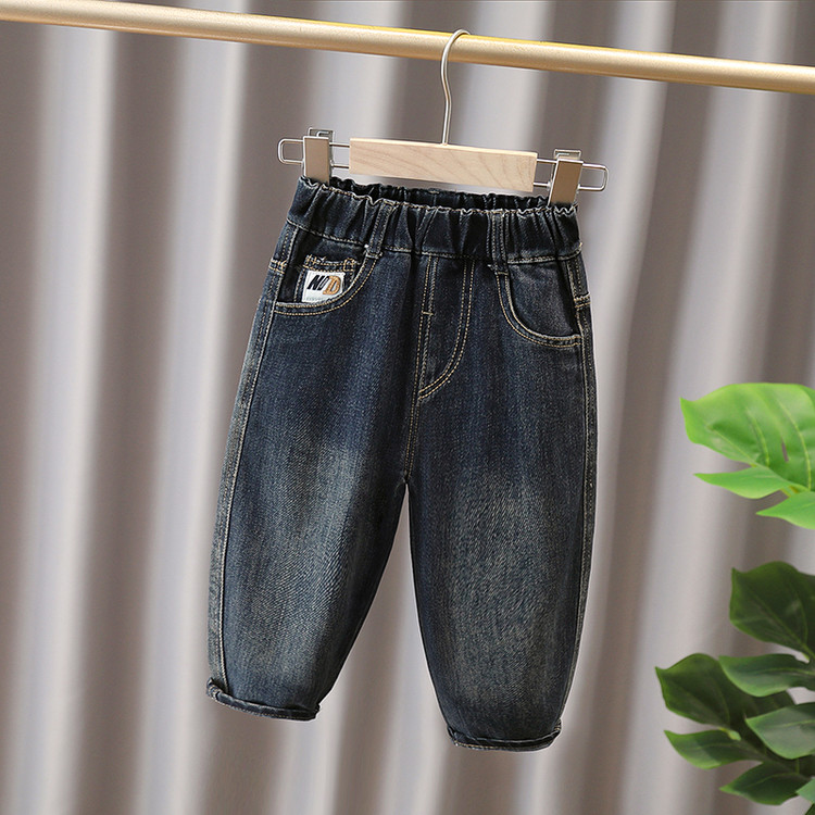 男童秋装字母牛仔裤儿童休闲长裤中大童秋季裤子男孩宽松直筒裤潮