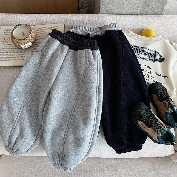 儿童秋冬加绒卫裤男童宝宝加厚保暖束脚裤松紧腰纯色一体绒运动裤,童装/婴儿装/亲子装,运动裤卫裤,淘宝优惠券,粉丝福利购,淘宝优惠卷