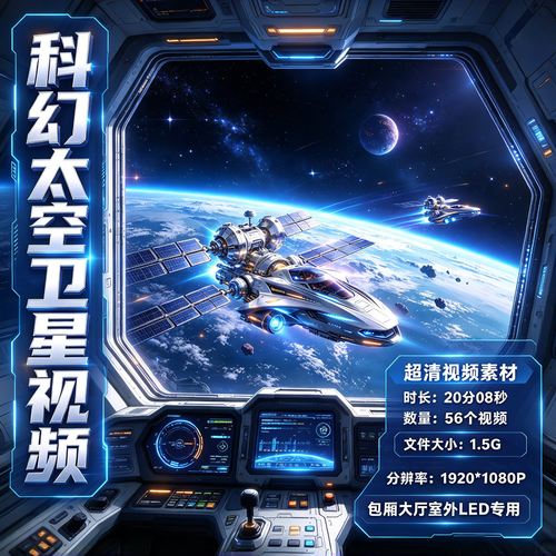 科幻太空卫星空间站超清视频素材LED显示屏动画制作高清VJ素材