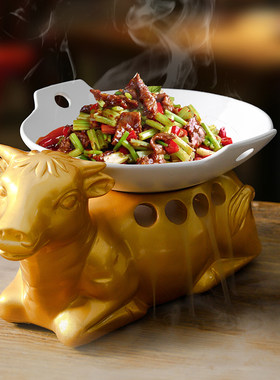 意境菜小炒黄牛肉餐具特色炊烟