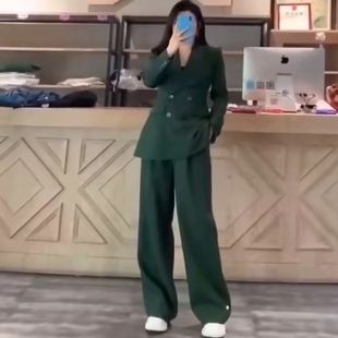 职业西装 套装 真丝羊毛西服直筒裤 原高端小众女王范双排扣气质修身