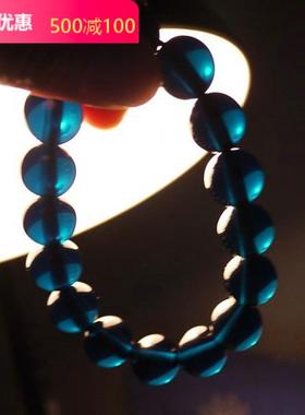 精灵蜜蜡镭射孔雀绿手串时尚饰品