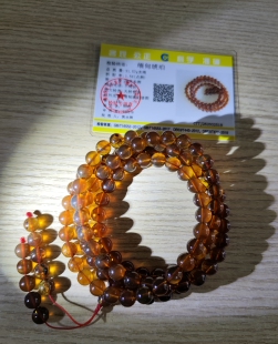 天然琥珀蜜蜡缅甸棕红珀手串无裂无优化108佛珠7.5mm