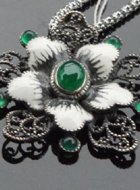 手工镶嵌花朵时尚风绿玛瑙特价