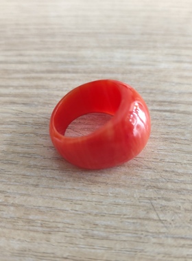 中东蜜蜡桔红雪山戒指时尚饰品16.3mm