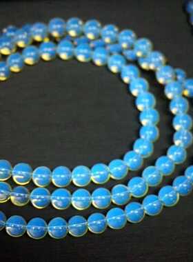 墨西哥蓝珀带证书佛珠项链特价