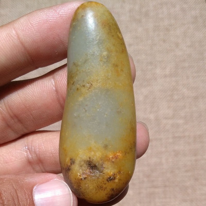 新疆和田玉籽料吊坠真皮天然黄沁秋梨皮玉石原石手把件随型男女款