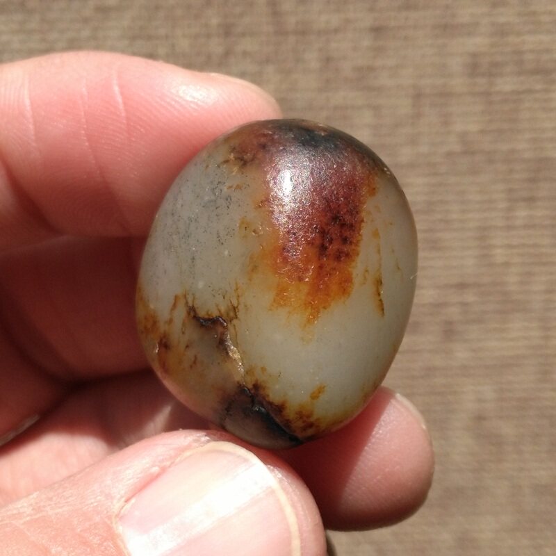 新疆和田玉籽料原石手串纯天然红皮白玉青花玉石吊坠鸿运当头