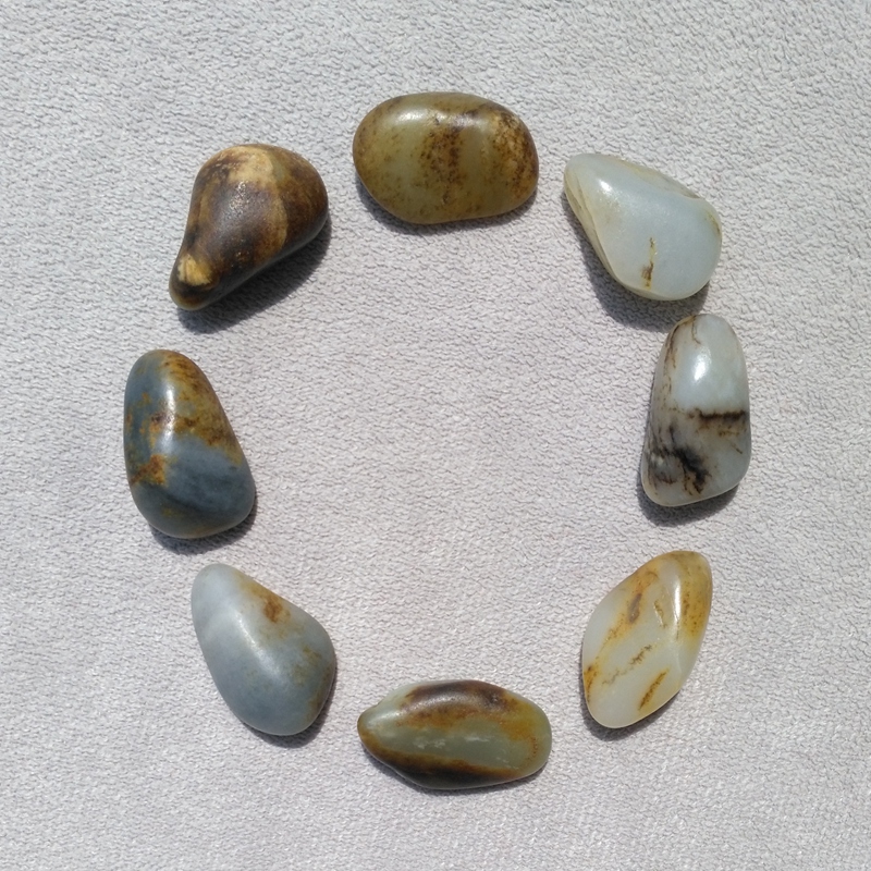 新疆和田玉籽料原石手串天然白玉黄沁青花随型玉石原石手链男款