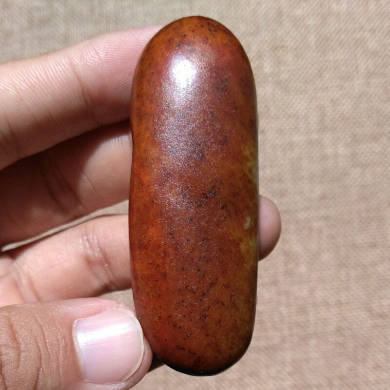 玉饰传奇新疆和田白玉籽料吊坠天然红沁枣红荔枝真皮籽料原石挂件