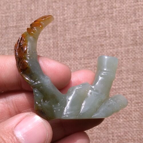 和田玉籽料枣红皮竹节笔架笔搁