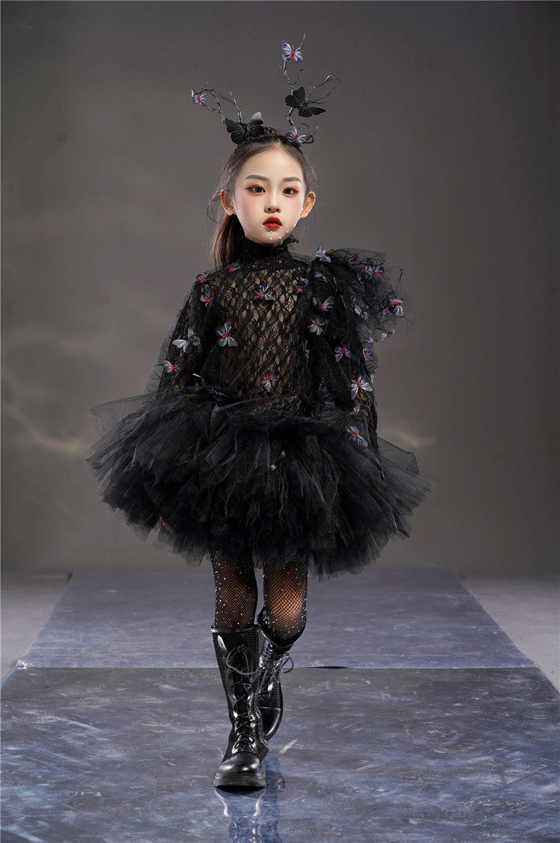 女童6蕾丝蝴蝶网纱套装7超彭短裙潮服t台走秀个性设计8生日童装9