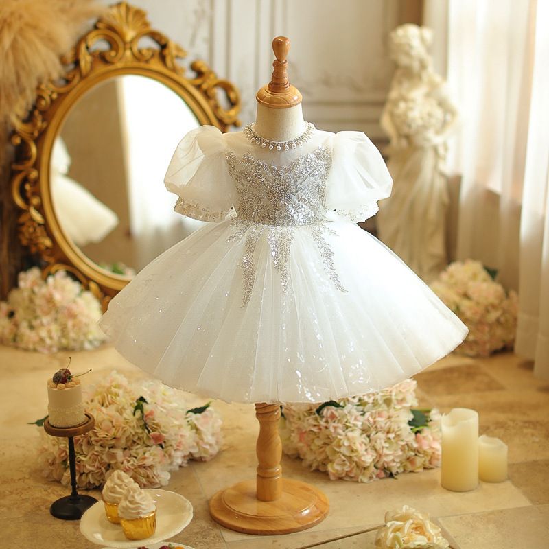 女童一周岁宝宝礼服轻奢婴儿生日宴婚纱小女孩公主裙小花童公主裙