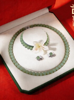 明孝陵博物馆监制老万三和田玉福玉国风玉珠锁骨链送妈妈长辈生日
