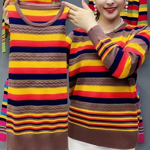 妈妈春秋装时尚条纹毛衣女