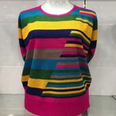 条纹宽松薄款 针织衫 2021年新款 中老年妈妈打底衫 春秋时尚 洋气毛衣