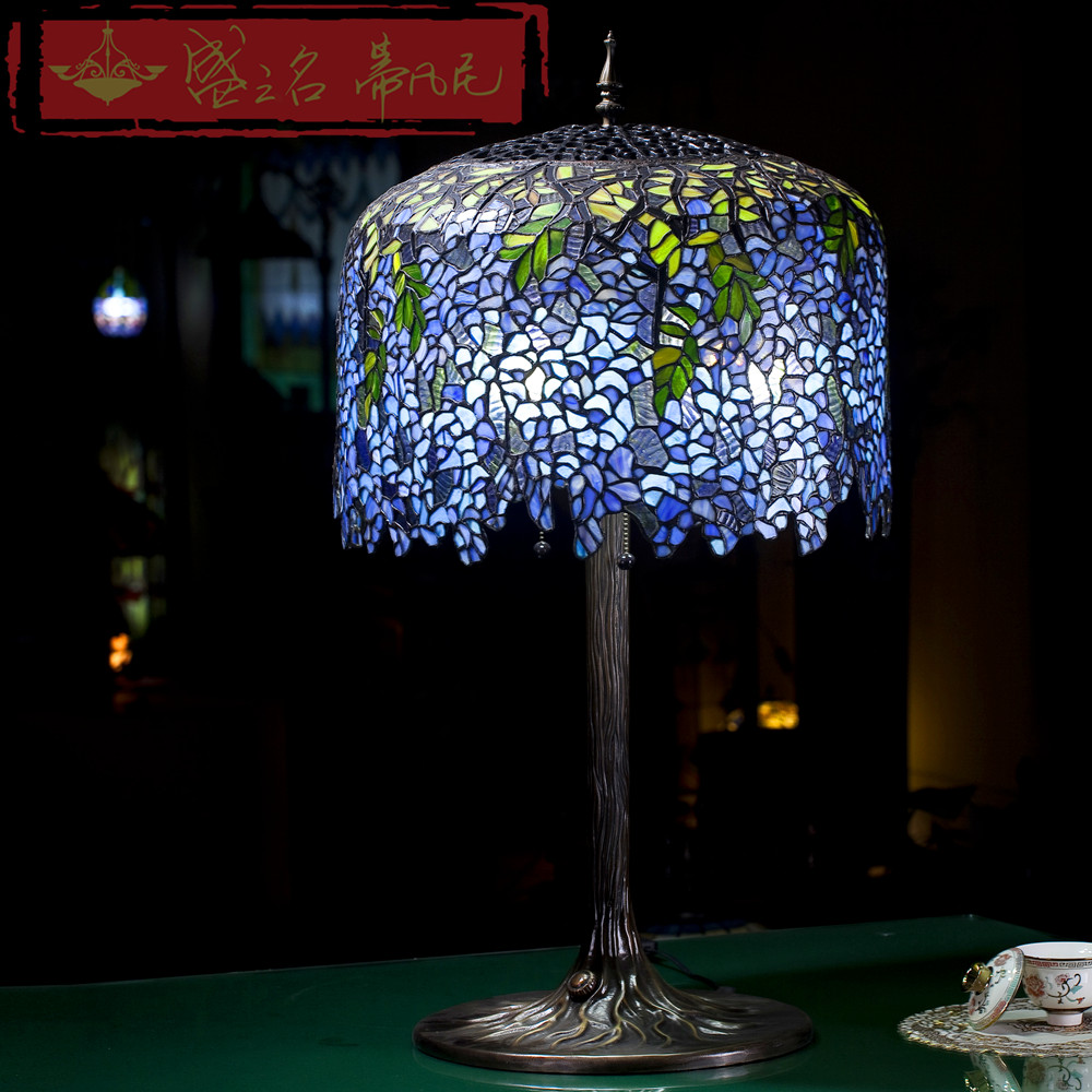 客厅床头柜办公桌玻璃纯铜台灯