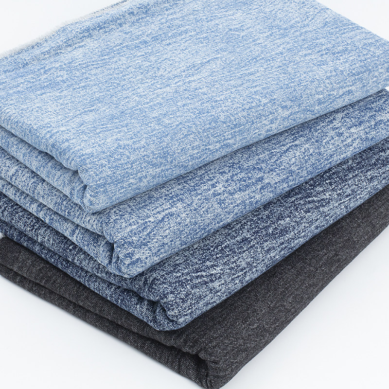 手擦做旧磨白水洗牛仔布料纯棉厚款肌理感特殊再造服装外套裙面料