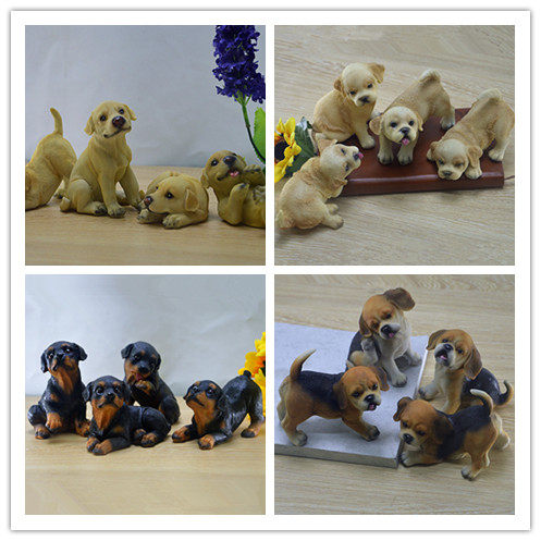 仿真拉布拉多金毛猎犬巴吉度罗威纳小狗宠物摆件树脂工艺品包邮