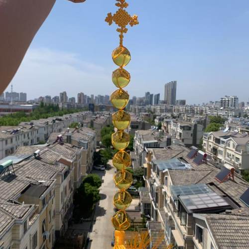 2025年新款黄水晶五福临门水晶球挂件吉祥九紫离火运合成水晶球件