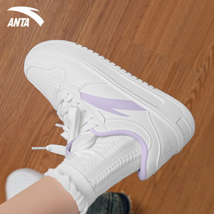 安踏板鞋女鞋春季新款轻松低帮小白鞋初中学生青少年厚底增高鞋女