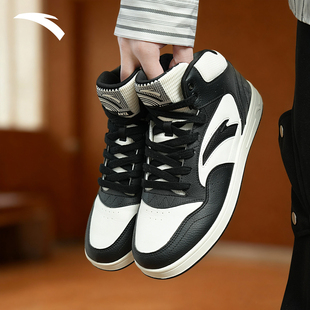 男鞋 超轻耐磨防滑学生休闲鞋 2025冬季 复古运动鞋 新款 安踏高帮板鞋