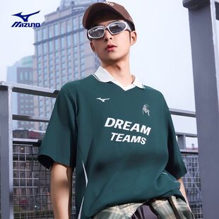 美津浓26夏新款宽松Blokecore球衣短袖梭织运动T恤男女同款训练服
