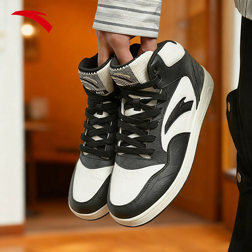 安踏高帮板鞋男鞋2025冬季新款