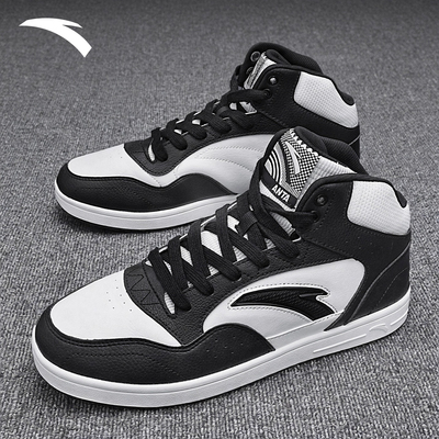 安踏高帮板鞋男鞋2025冬季新款