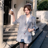 【新款】现货！9883设计感气质碎花西装外套P145控238，女装西装，浙宝125