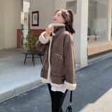 大货已出！数据好！麂皮绒机车服羊羔毛外套9081-P185-控268，女装短外套，浙宝125