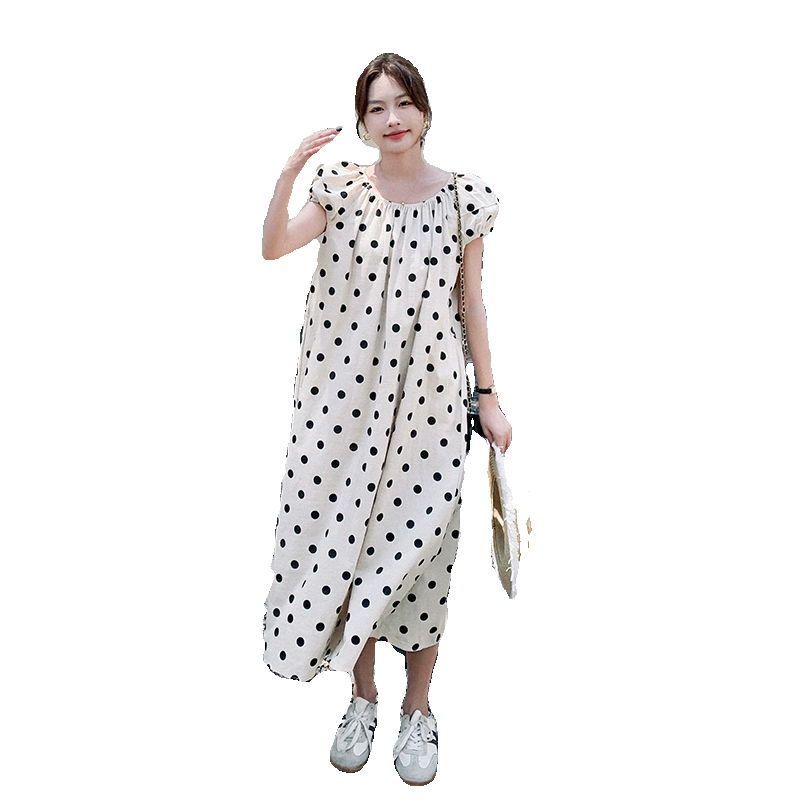 du家授权【SE】法式波点泡泡袖气质连衣裙2025夏新款设计师品牌,女装连衣裙,浙宝125