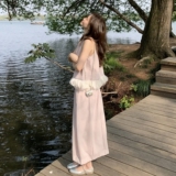 韩系温柔露背泡泡袖上衣紫色半身裙两件套装女2025清纯系夏日穿搭，女装套装/套裙，浙宝125
