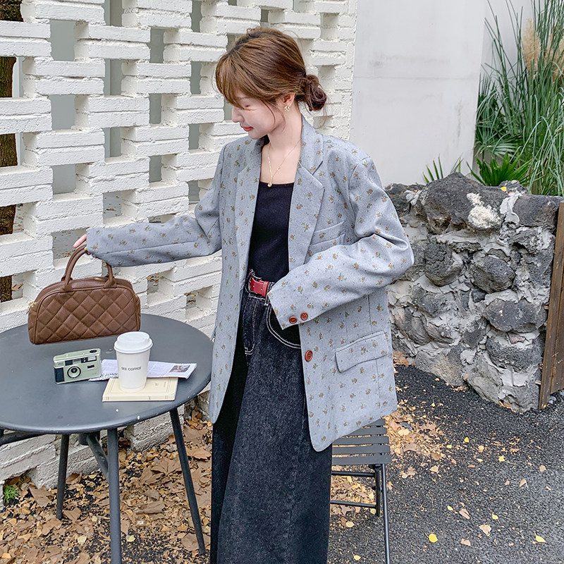 【数据好】现货！设计感气质碎花西装外套2D003-9883-P145-控238，女装西装，浙宝125