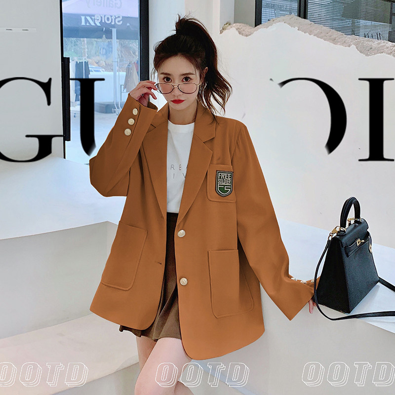 2022春装新款！学院风徽章个性百搭西装9008-P120-控178，女装西装，浙宝125