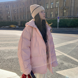 粉色甜美温柔羽绒服女短款2024冬季新款小个子连帽加厚白鸭绒外套，女装羽绒服，浙宝125
