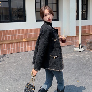 黑色小香风粗花呢外套女2025春秋新款优雅名媛风小个子气质短外套