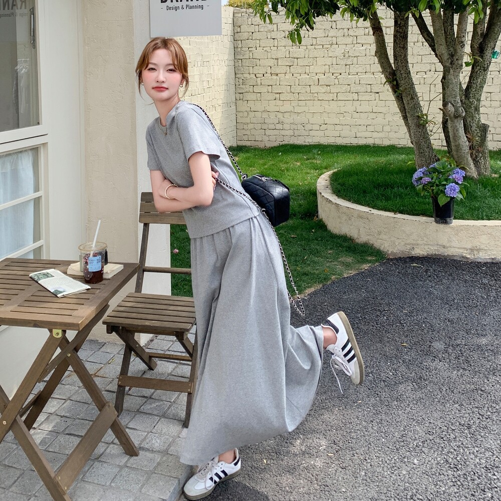 灰色慵懒风绑带连衣裙女2025夏季新款韩系设计感休闲收腰显瘦长裙图片
