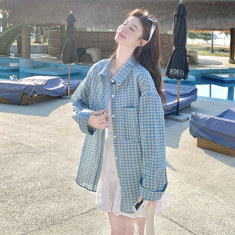 新款！现货章若楠同款格纹衬衫外套2D003-2609-P105控168，女装短外套，浙宝125