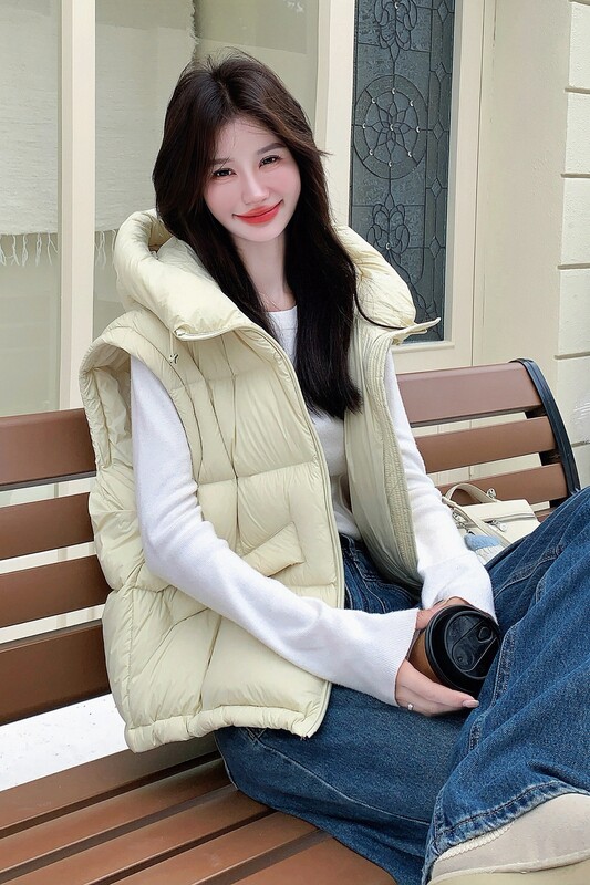 新款现货A87轻盈保暖连帽90白鸭绒羽绒服马甲外套P235控348,女装羽绒服,浙宝125