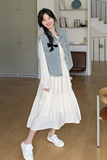开春穿搭牛仔马甲白色连衣裙套装女春季2025新款甜美减龄两件套女，女装套装/套裙，浙宝125