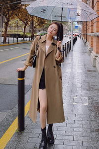 新款 现货 2022春装中长款风衣外套F01-P145-控218图片