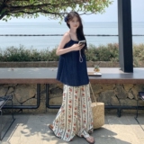 新款现货牛仔吊带碎花阔腿裤套装2D003-A30-P165-控238，女装套装/套裙，浙宝125