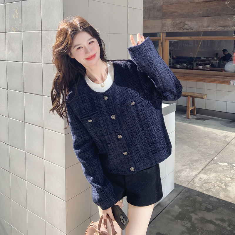 【新款】现货！藏青色短款小香风外套2D003-2602-P135控218，女装短外套，浙宝125